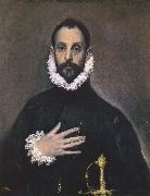 El Greco Nobleman with his Hand on his chest oil on canvas